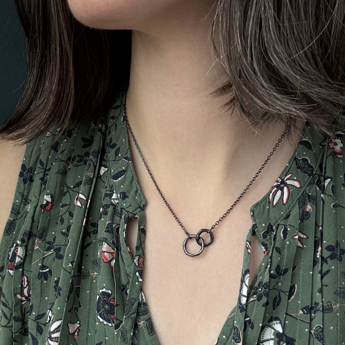 Tidal Unity Necklace - Dark Sterling Silver