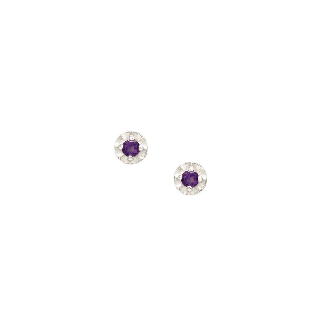 Tiny Star Studs - Amethyst &amp; Bright Sterling