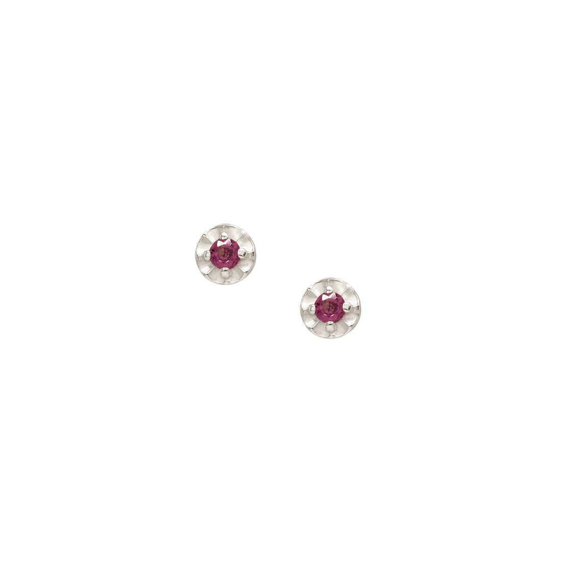 Tiny Star Studs - Rhodolite Garnet &amp; Bright Sterling