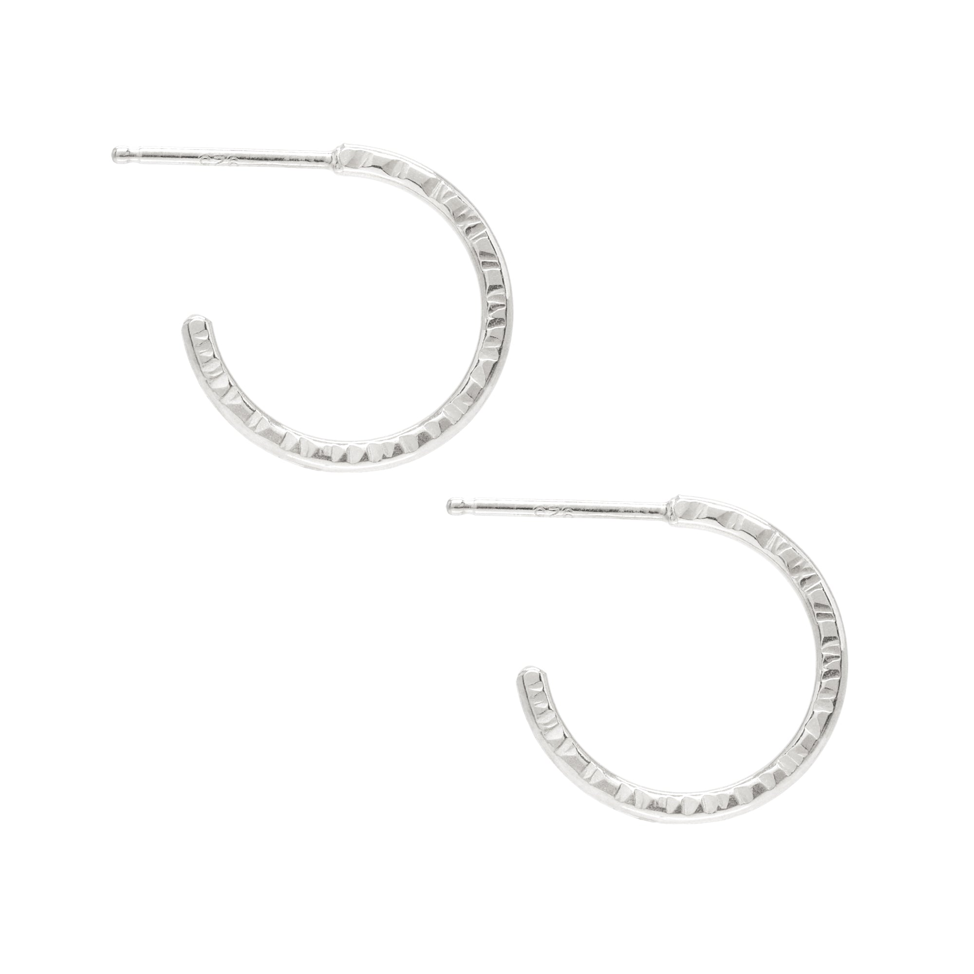 Faceted Hoops - Bright Sterling