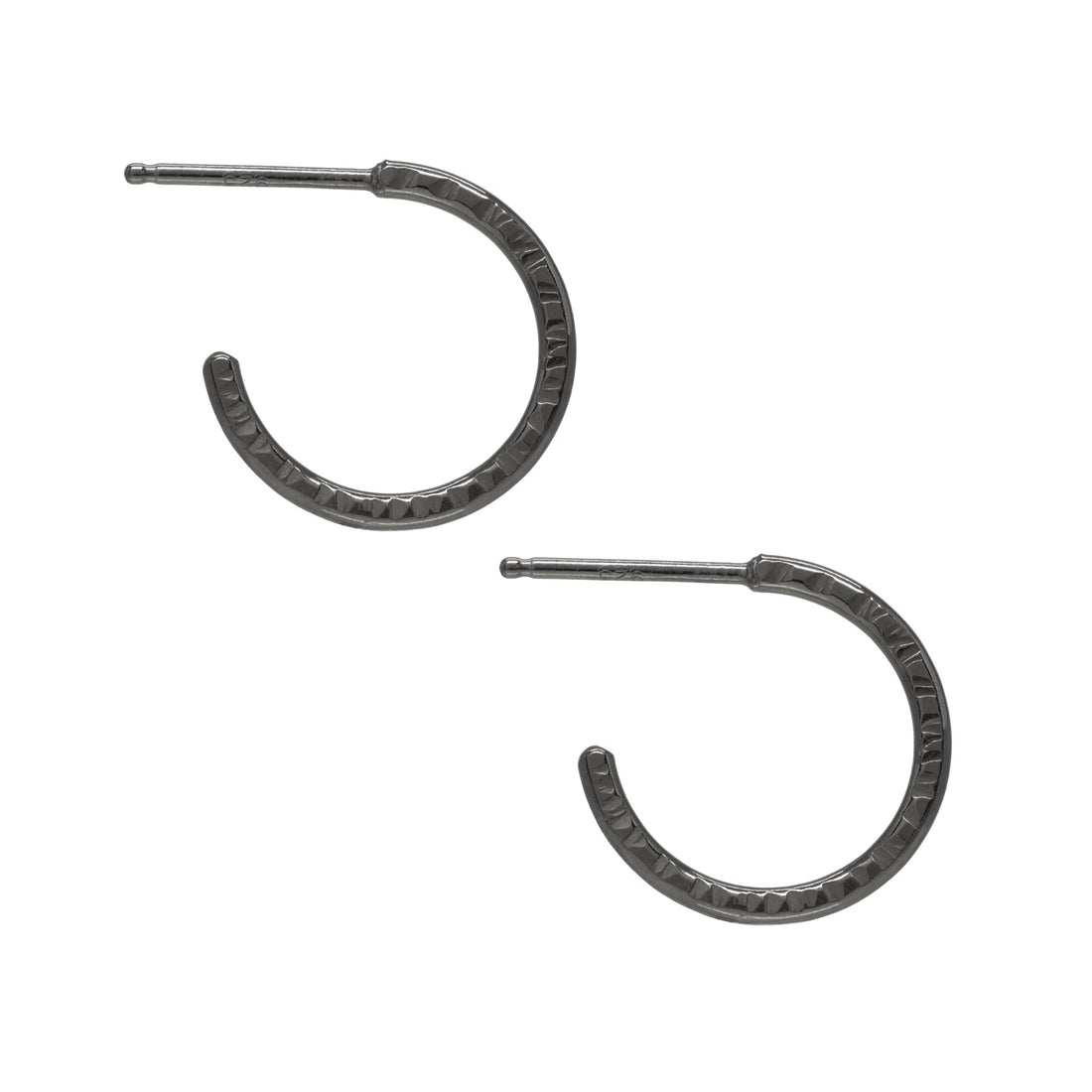Faceted Hoops - Dark Sterling