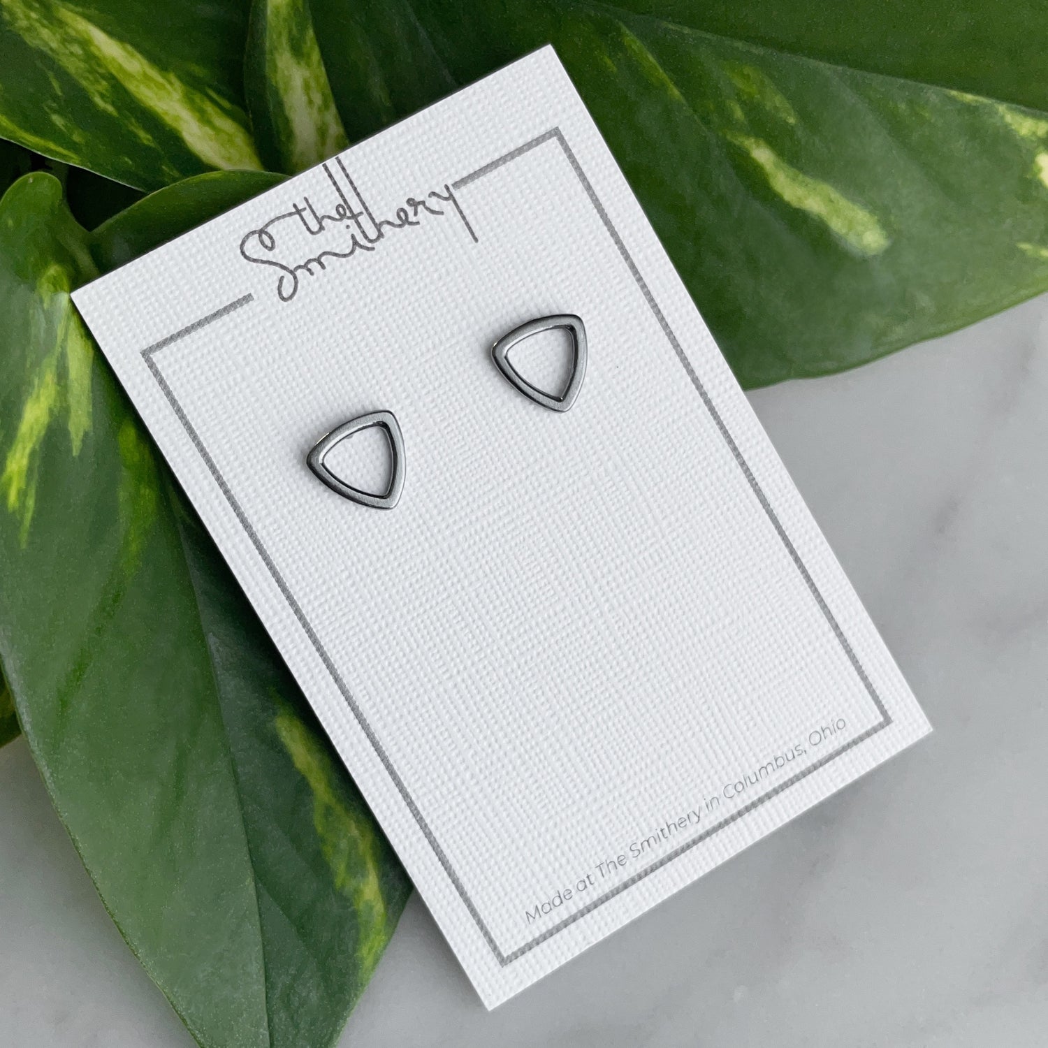 Deco Arrow Studs - Dark Sterling