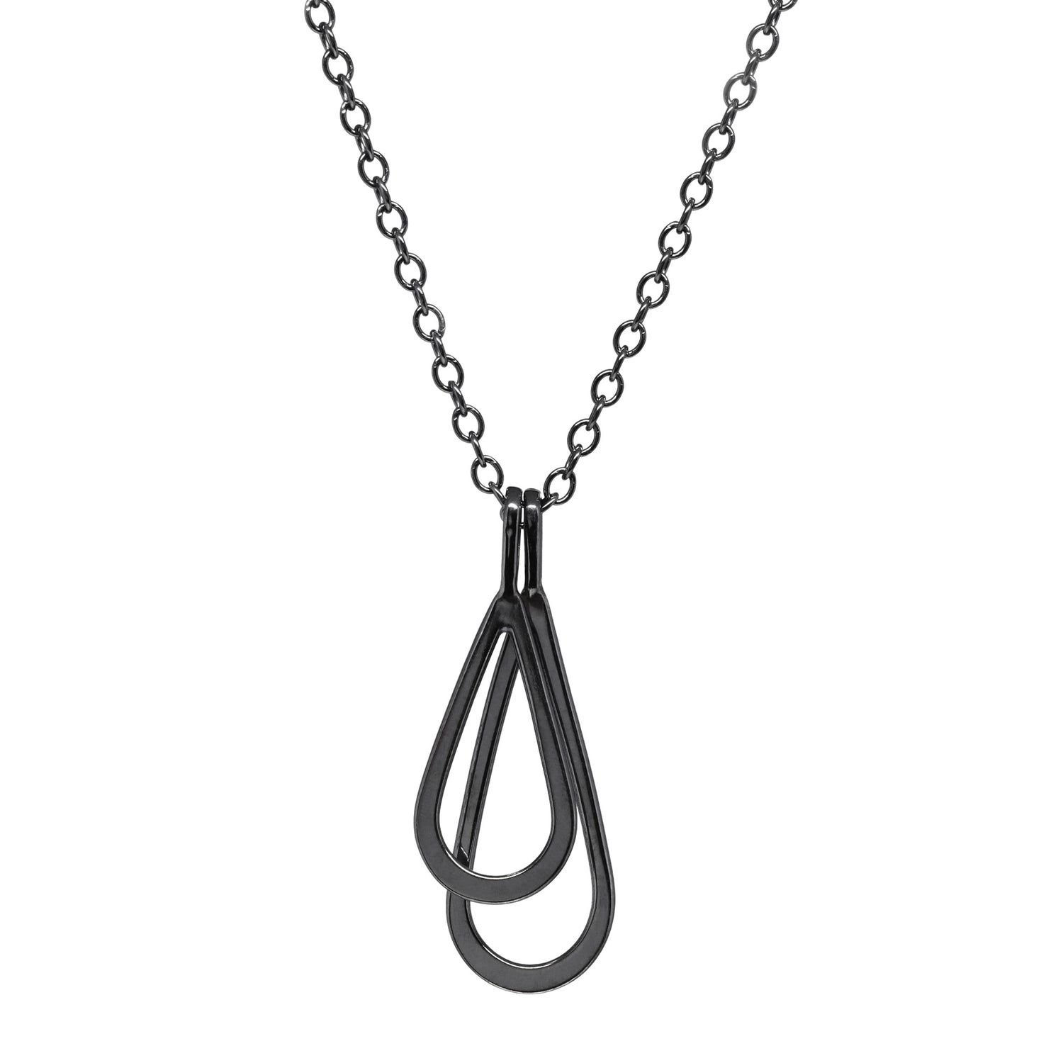 Teardrop Necklace - Dark Sterling Double