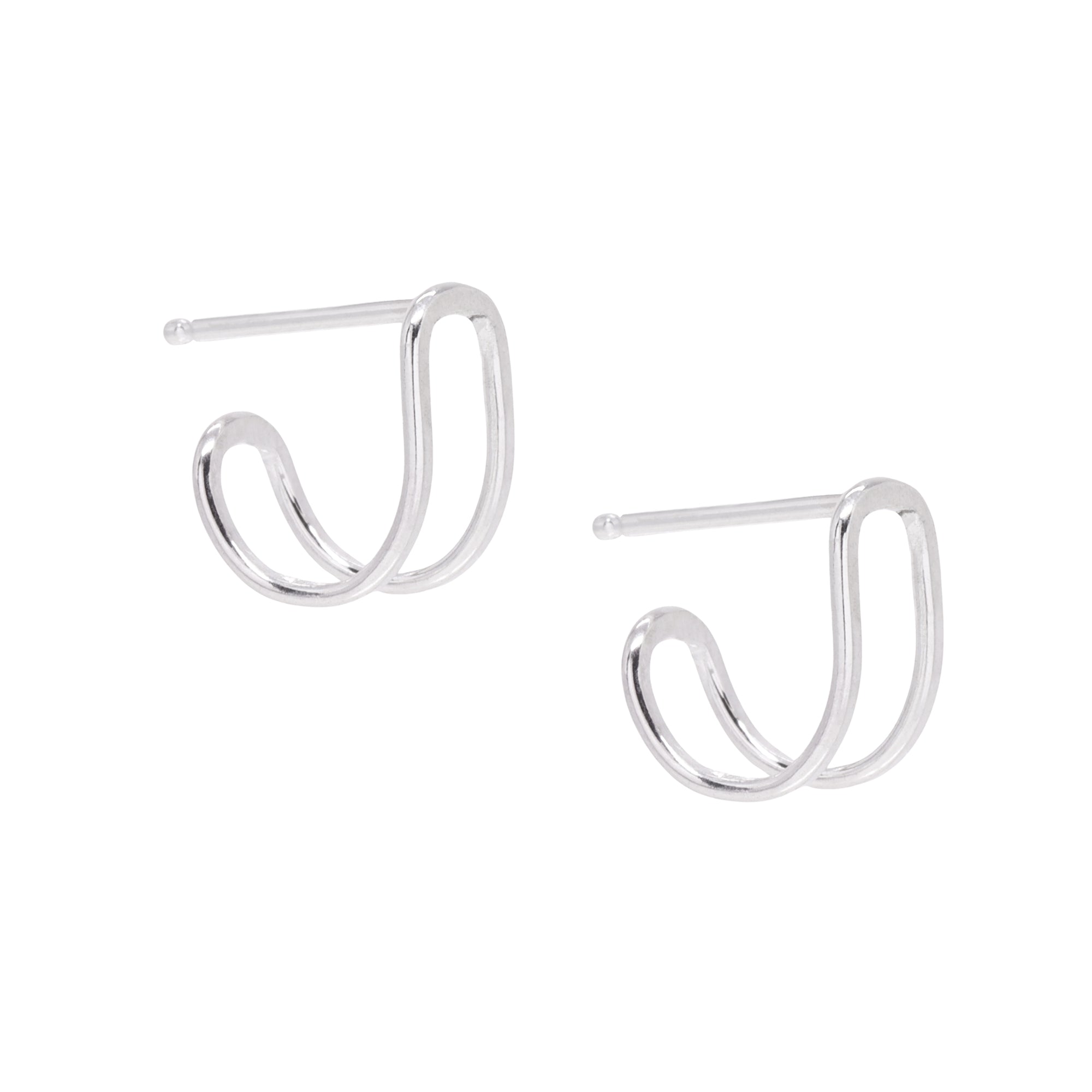 Geo Cuff Hoop Studs - Bright Sterling