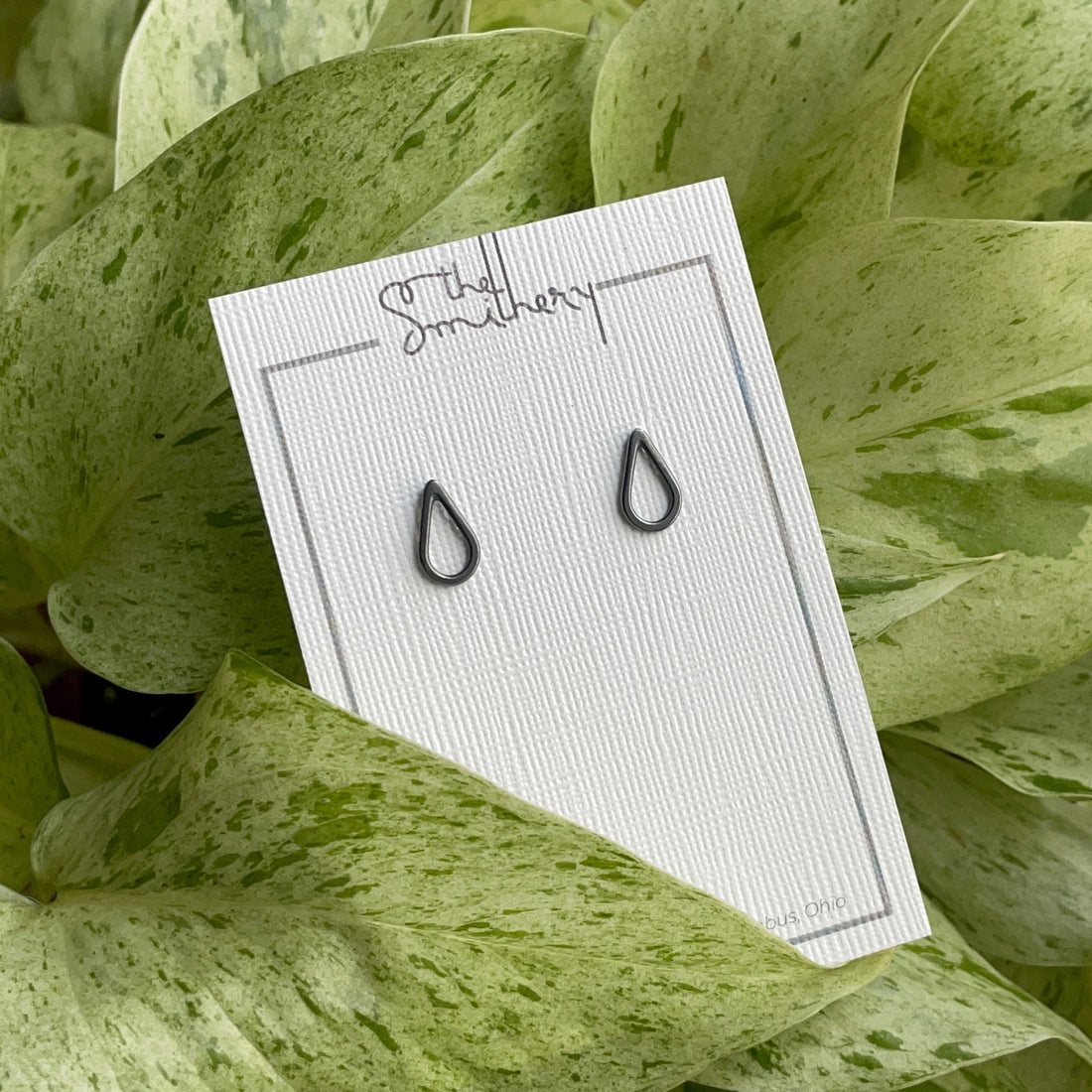 Teardrop Studs - Mini - Dark Sterling