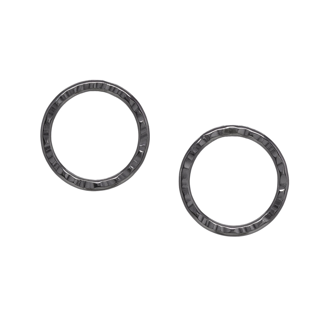 Faceted Circle Studs Large - Dark Sterling