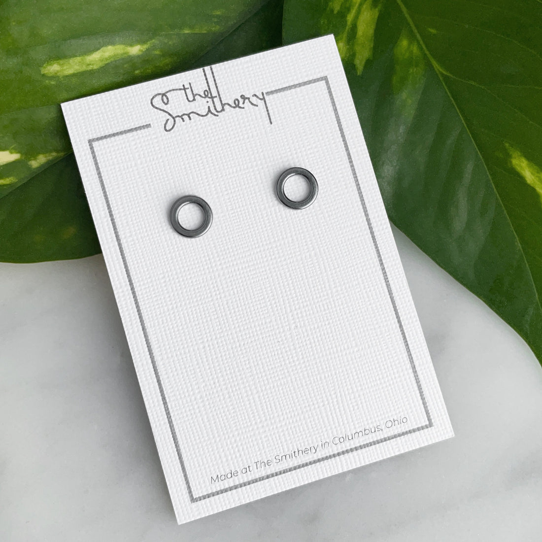 Simple Circle Studs - Dark Sterling