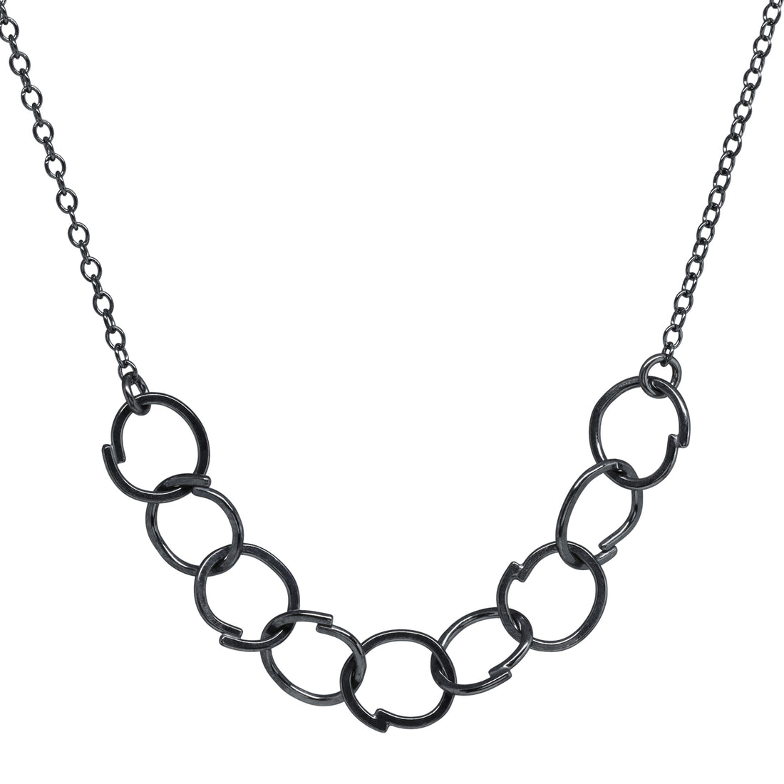 Sketch Mini Links Necklace - Dark Sterling