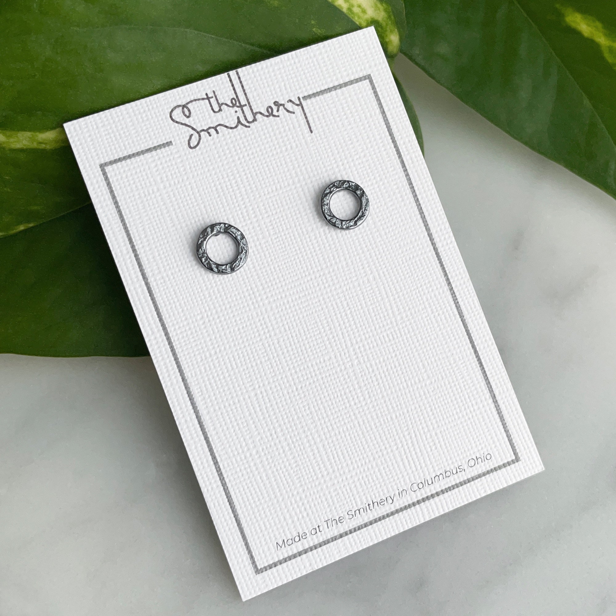 Terrain Circle Studs - Dark Sterling