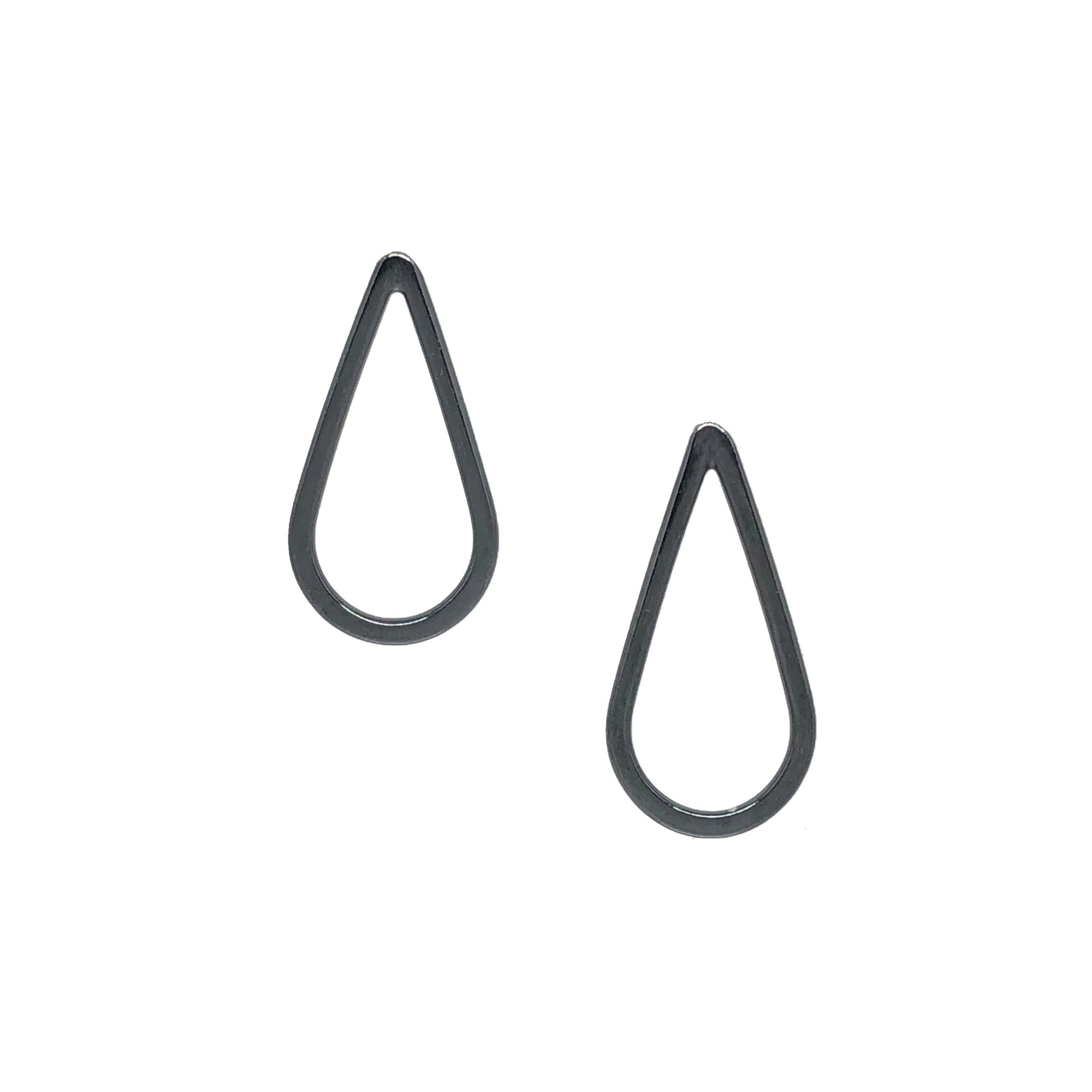 Teardrop Studs - Dark Sterling